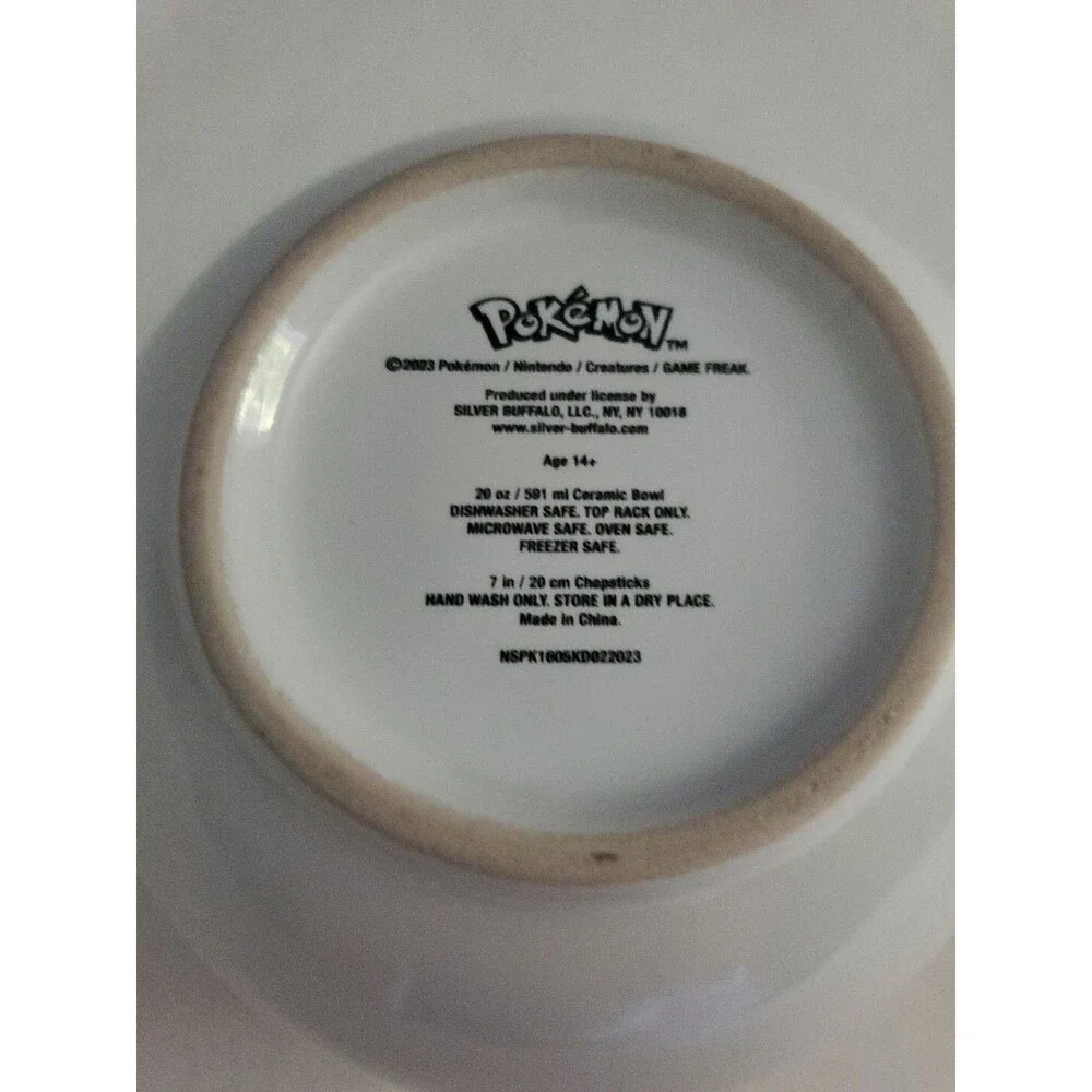 Pokemon Pokebowl Ceramic Ramen Noodle Bowl With Chopsticks, Pikachu, Pho Bowl